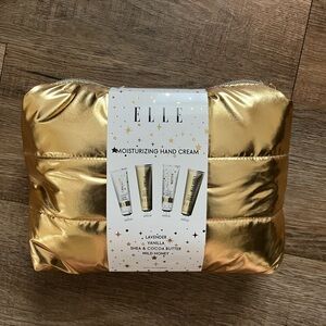 Elle Gold Quilted Cosmetic Bag with Hand Creams